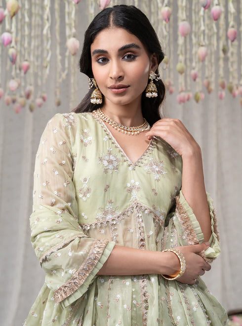 Rajnigandha Short Anarkali with Rajnigandha Lehenga